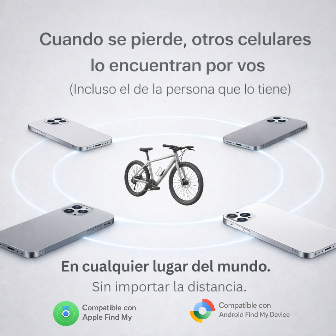 Rastreador Tipo GPS Para Bicicletas.          |             Compatible con Android y Apple