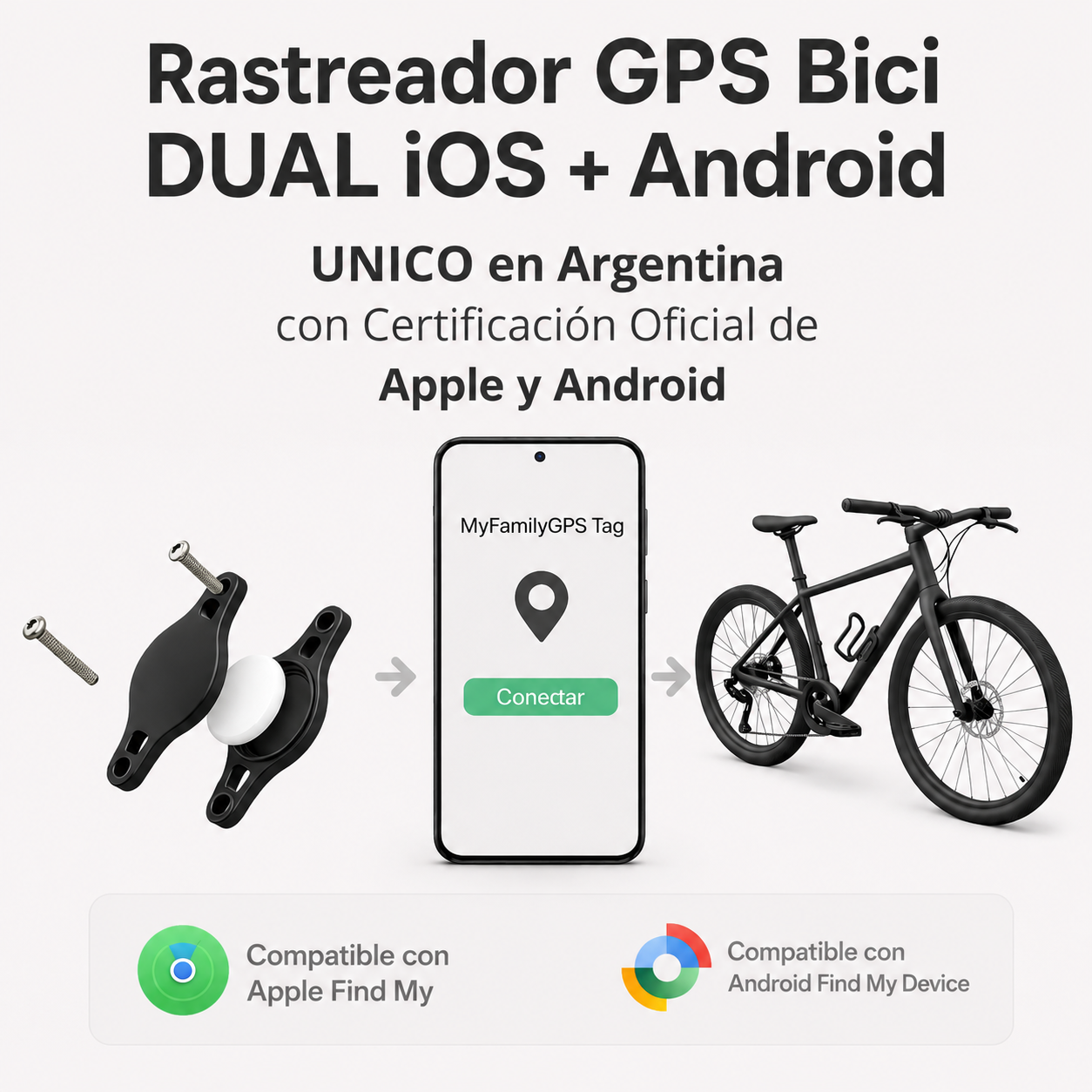 Rastreador Tipo GPS Para Bicicletas.          |             Compatible con Android y Apple