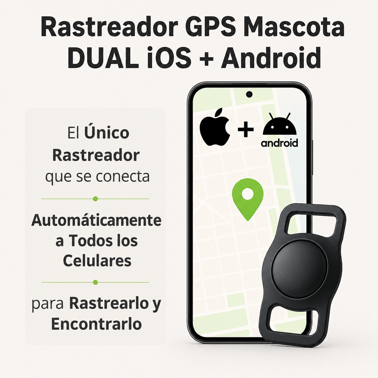 Rastreador Tipo GPS Para Mascotas.            |          Compatible Con Android y Apple